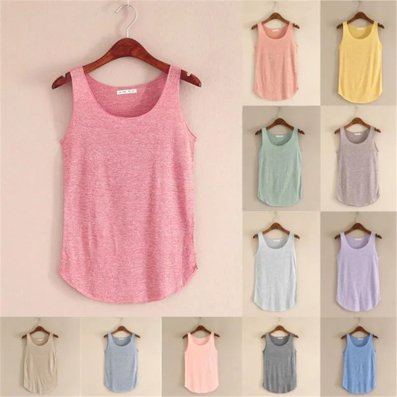 

Summer Fitness Tank Top New T Shirt One Size Loose Women T-shirt Casual Solid O-neck Slim Tops Fashion Woman Clothes