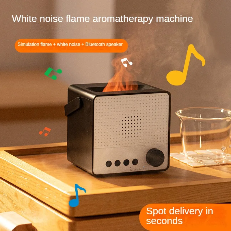 

New Colorful Simulation Flame Aromatherapy Machine USBCharging Home Desktop White Noise Speaker Night Light Aromatherapy Machine