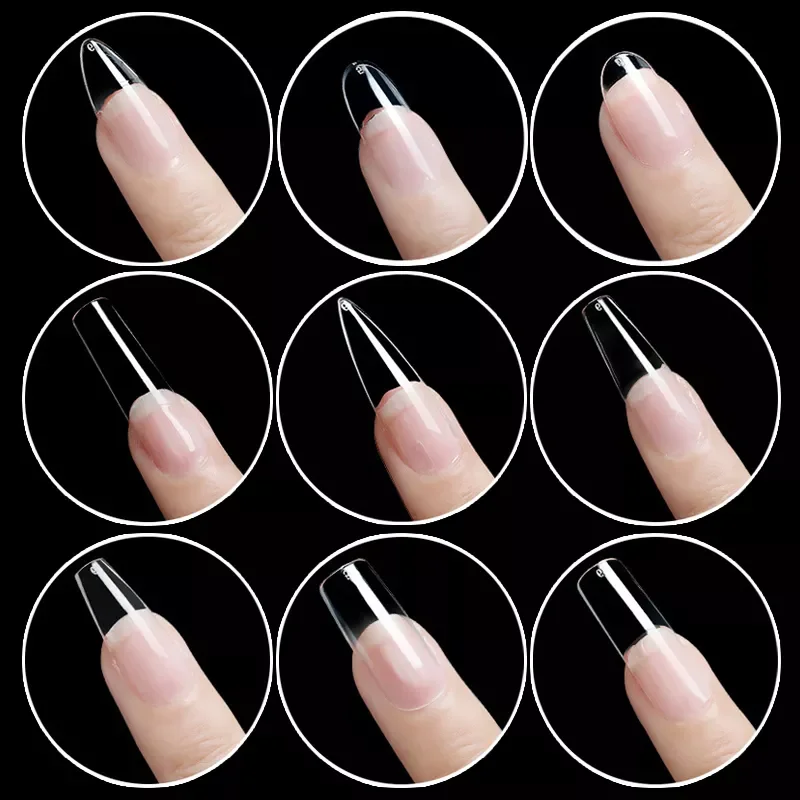 

NEW2023 Box Transparent Coffin Fake Nails Clear Ballet Coffin Almond False Nails Acrylic Extension Tips Press on Nail ABS Full C