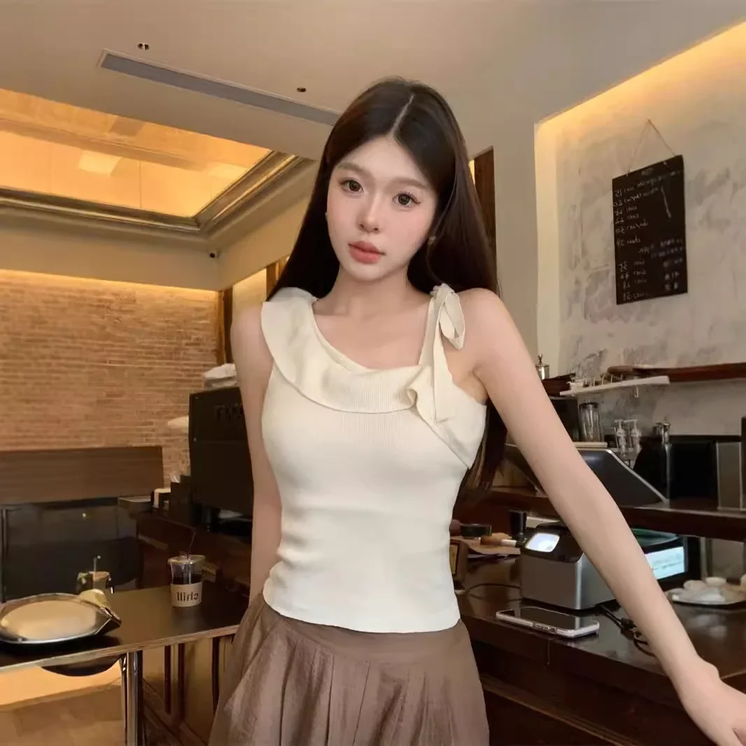 Асимметричный Трикотажный жилет с оборками Pure Desire женский летний сексуальный