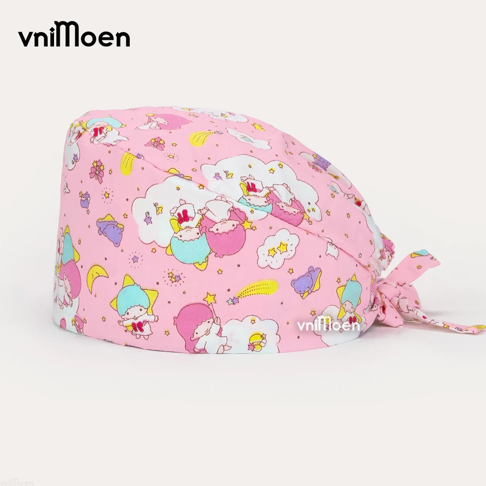 Женская хлопковая кепка с мультяшным принтом рабочая шляпа для салона красоты