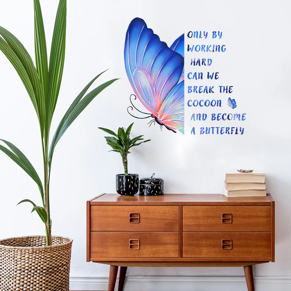 

Creative Butterfly English Proverb Wall Stickers Living Room Study Decoration Wallpaper Home Decor Self Adhesive Art Decals