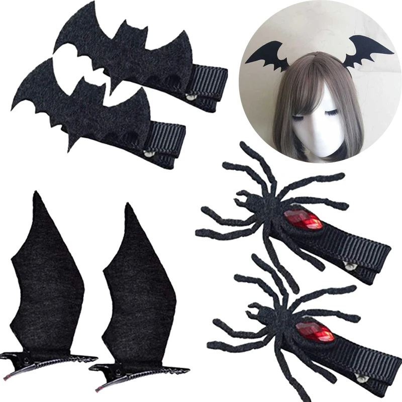 

1Pair Cool Devil Wings Bat Hair Clips Wings Bat Hairpins Dress-up Costume Halloween Cosplay Party Hair Accessories