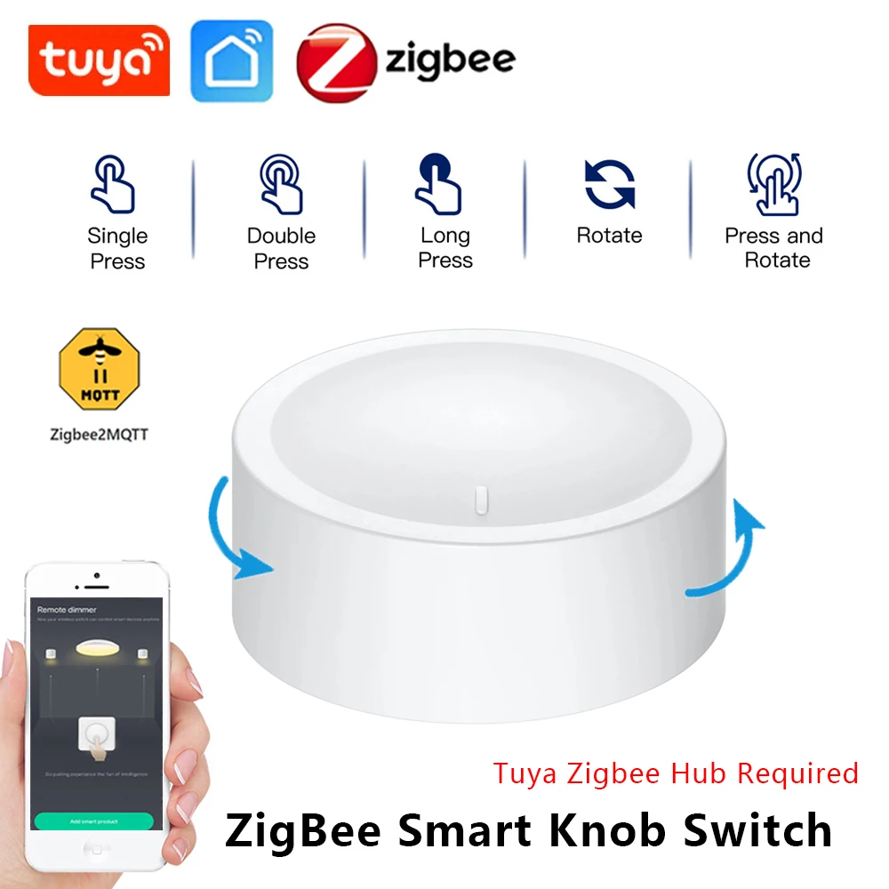 

Умная ручка Tuya ZigBee, беспроводной переключатель сцен, кнопка контроллера, питание от батареи, сценарий автоматизации, связь, домашний помощник