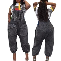 women denim jumpsuits and rompers wide leg loose pockets jeans playsuits ladies casual bodysuits