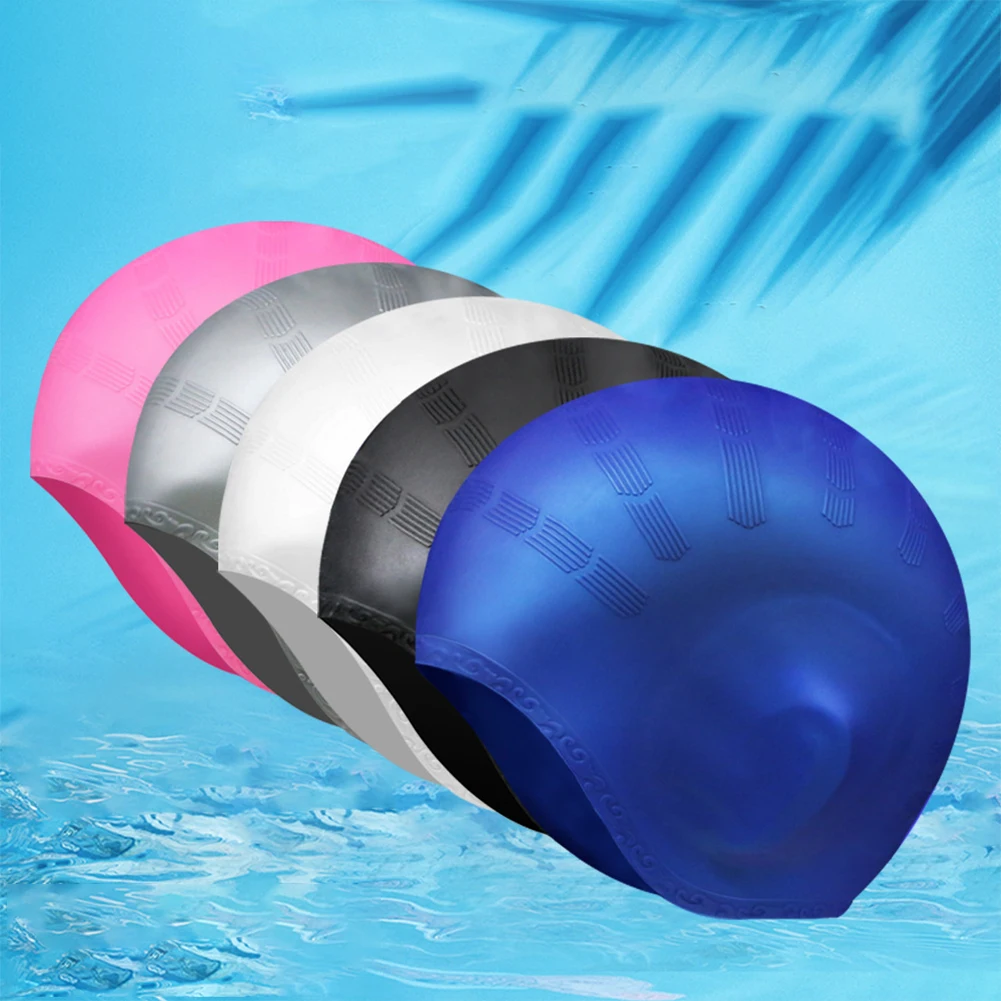 

Silicone Swimming Cap Swim Cap With Ear Pockets Long Hair For Adults Kids Men Ladies Hat Ear Protector Adult Unisex Swimming Cap