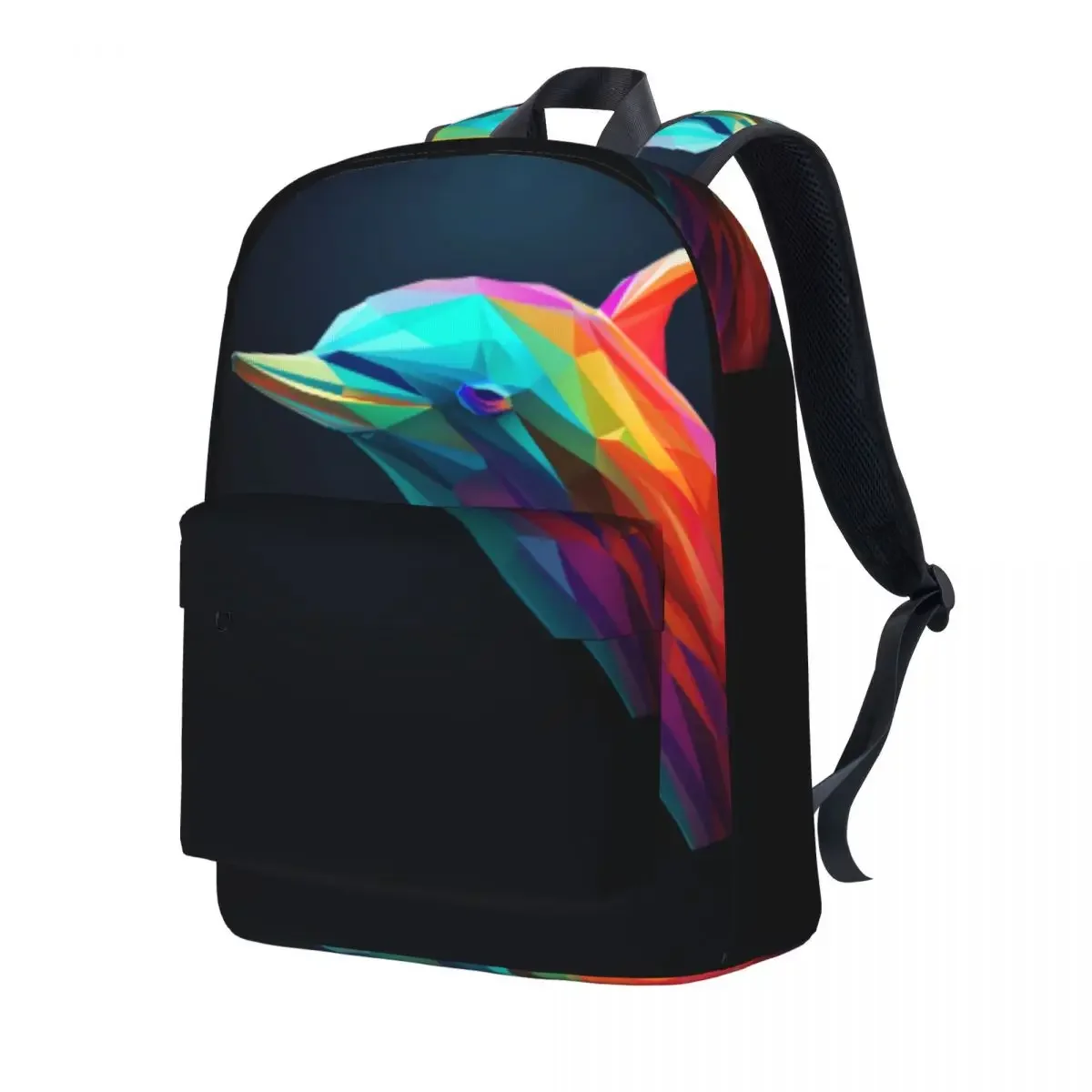

Dolphin Backpack Geometric Paper Art Student Unisex Polyester University Backpacks Print Novelty High School Bags Rucksack