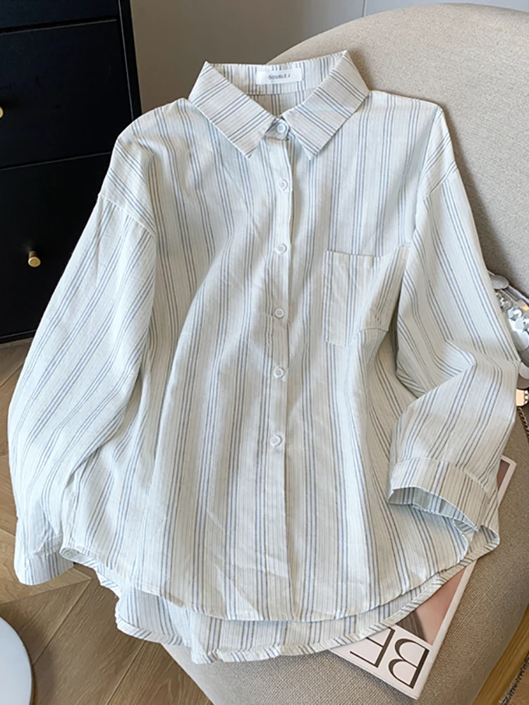 Брендовая скидка французские рубашки в вертикальную полоску с длинными рукавами