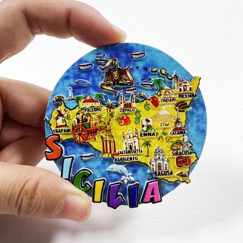Сувенирная карта Sicily Tourist 3D стерео наклейка на холодильник предметы для