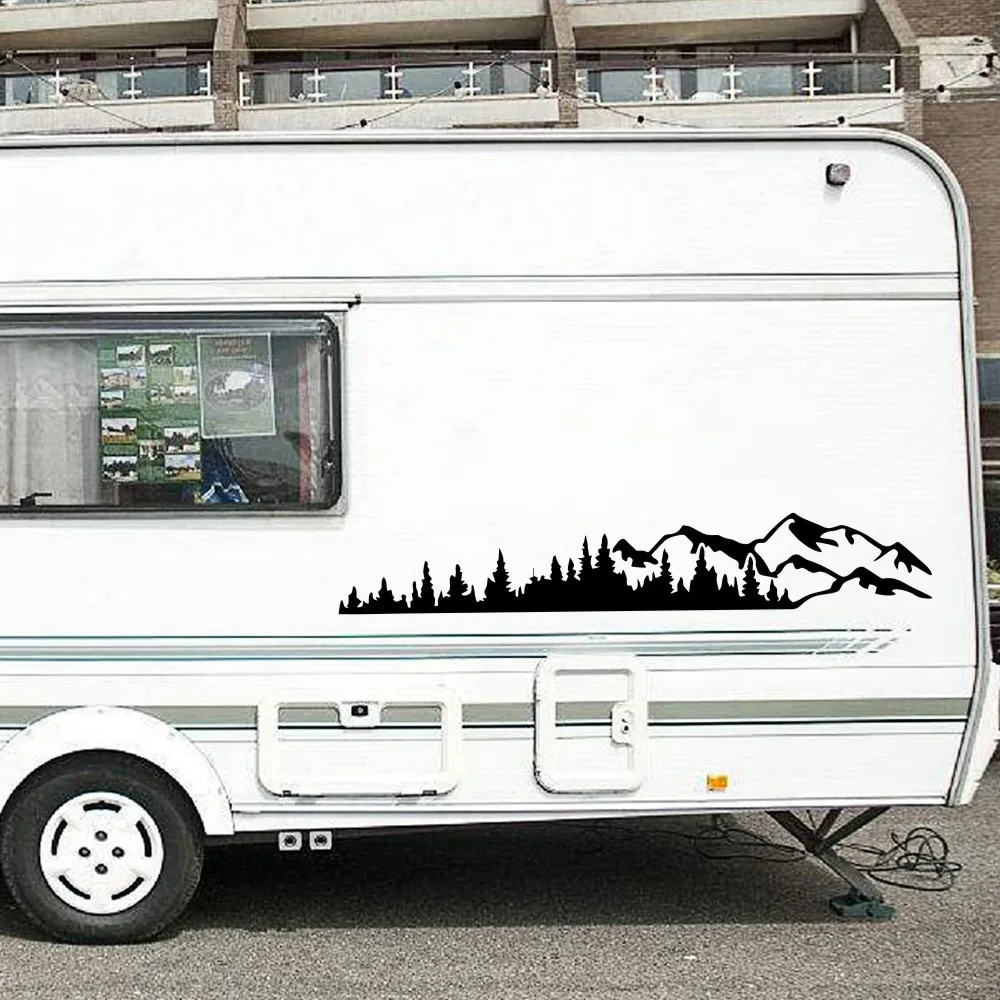 

PVC Car Sticker Totem Unique Waterproof Black Mountain RV Vehicles 100*17cm