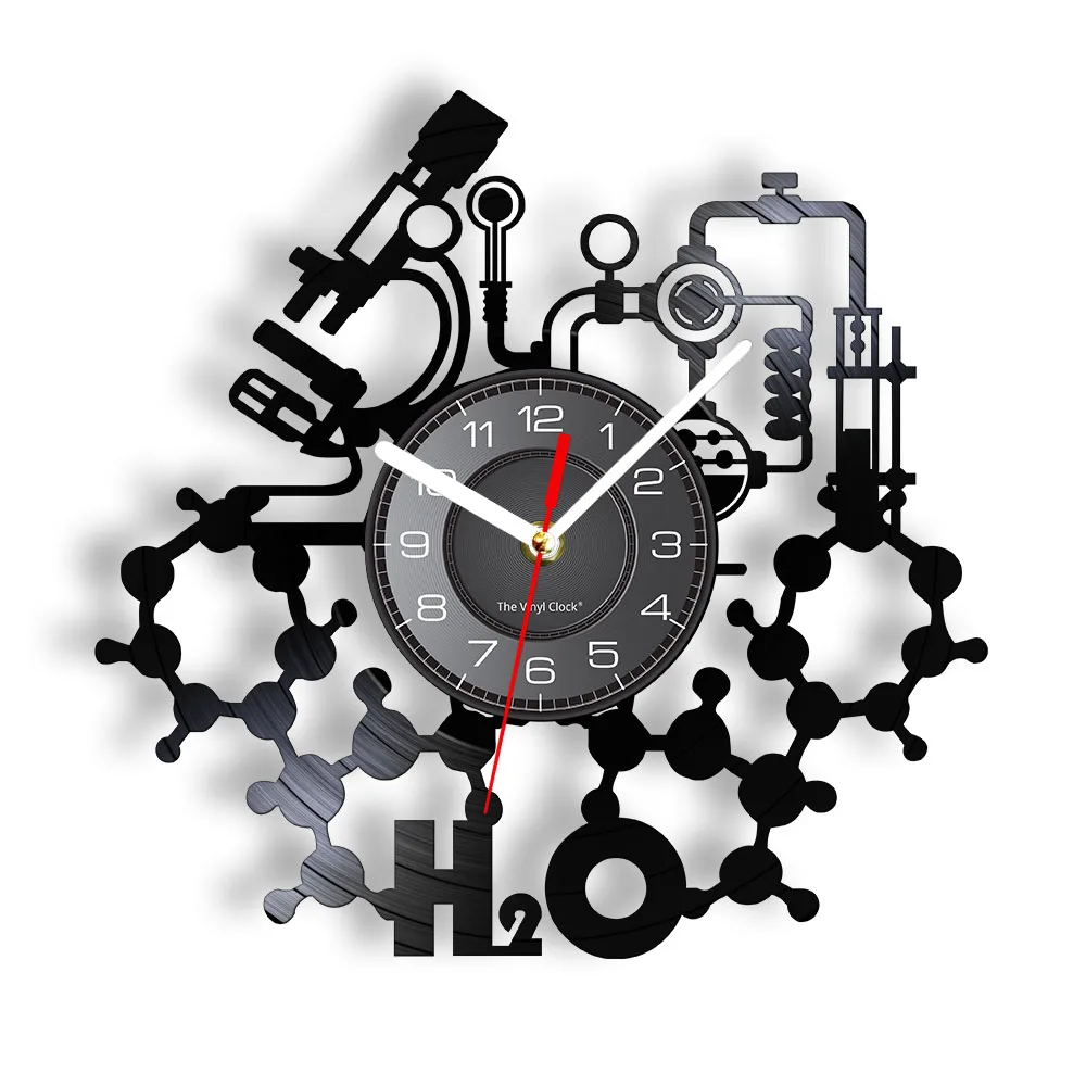 

Chemistry Experiments Wall Clock Science Laboratory Decoration Periodical Elements Table Wall Art Retro Vinyl Record Wall Clock
