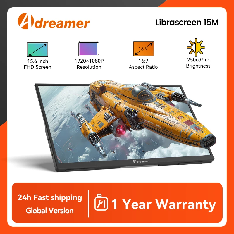 Портативный монитор Adreamer 15 6 дюйма FHD 60 Гц 1920*1080 16:9 100% sRGB 220Cd/m2 игровой дисплей для