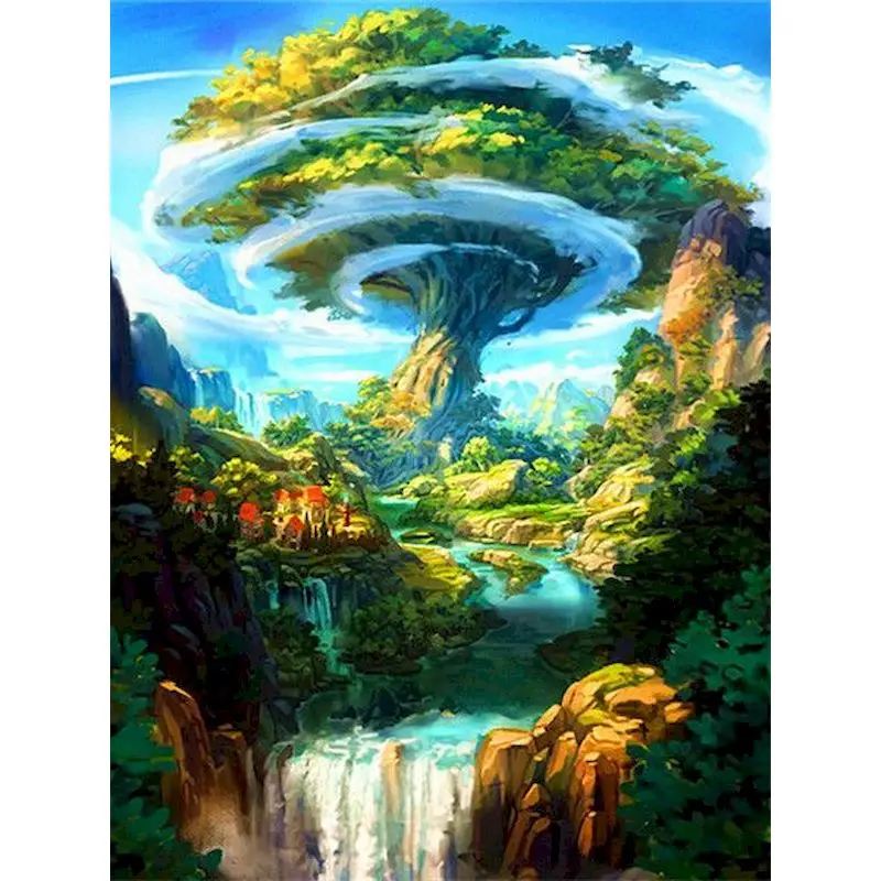 

GATYZTORY 60x75cm Acrylic Paint By Numbers Kits On Canvas Scenery DIY Frameless Forest Tree Oil Painting By Numbers Home Decor