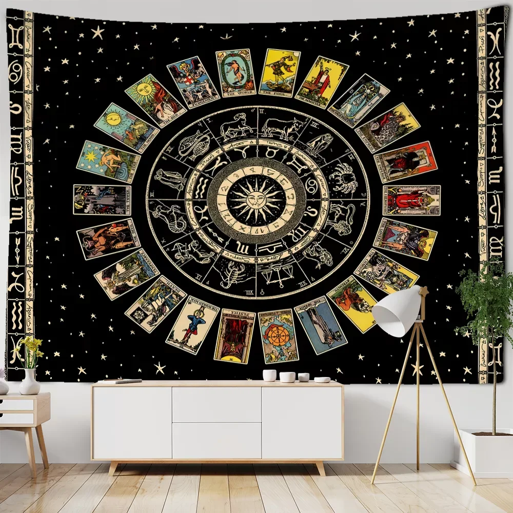 

Tarot Tapestry Wall Hanging Zodiac Star Plate Sun And Moon Psychedelic Witchcraft Hippie Home Decor