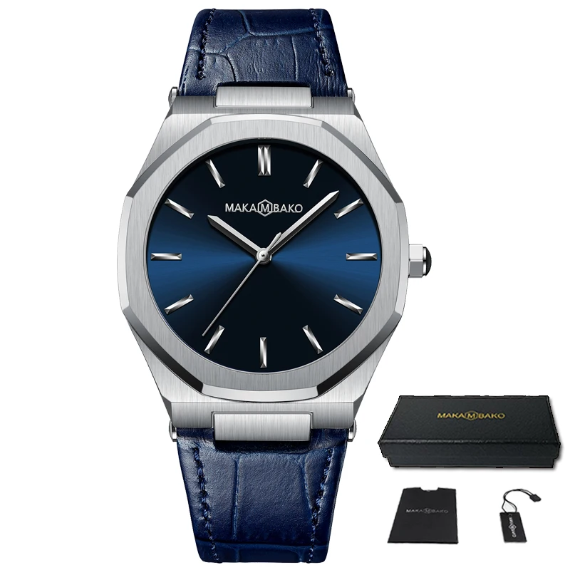 2021 New Luxury Genuine Leather Band Business Men's Quartz Watches Waterproof Creative All Black Dial Brand Male's Wristwatch