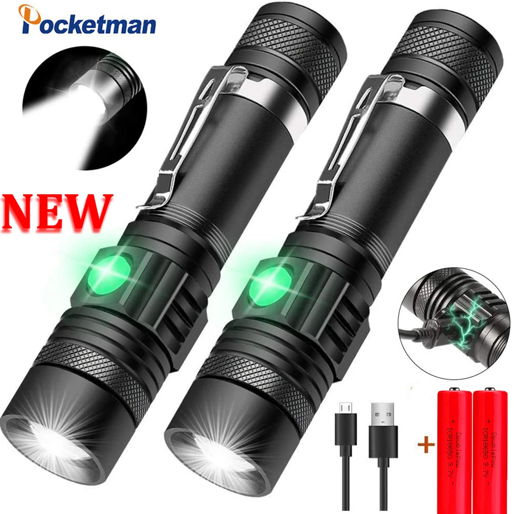 

Most Bright V6/L2/T6 LED Flashlights USB Rechargeable Flashlight Bicycle Torch Outdoor Waterproof Flashlight Zoom Torch