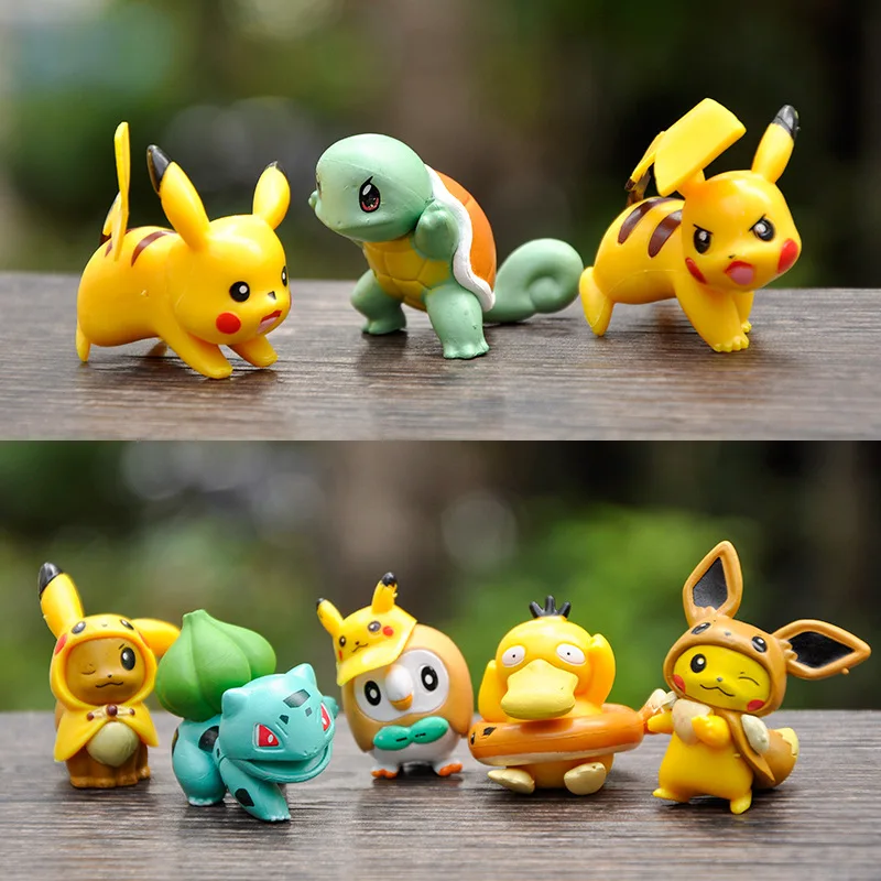 

8pcs Pokemon Action Figures Toy Set Anime Figure Pikachu Squirtle Bulbasaur PVC Doll Model Creativity Ornament Kids Gifts
