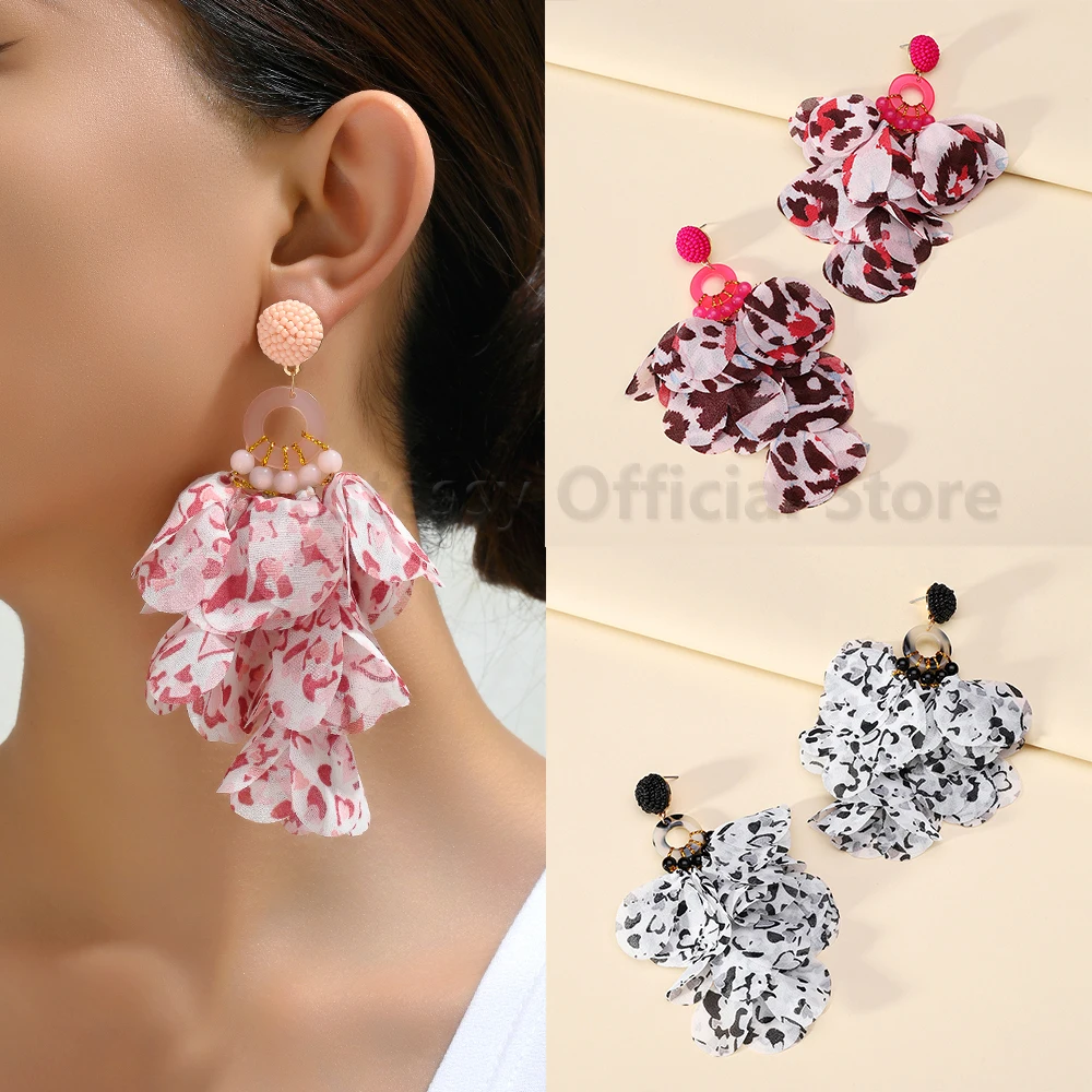 

Boho Ethnic Printed Floral Elegant Design Dangle Earrings For Women Luxury Trendy Beaded Tassel Ear Pendant Holiday Jewelry Gift