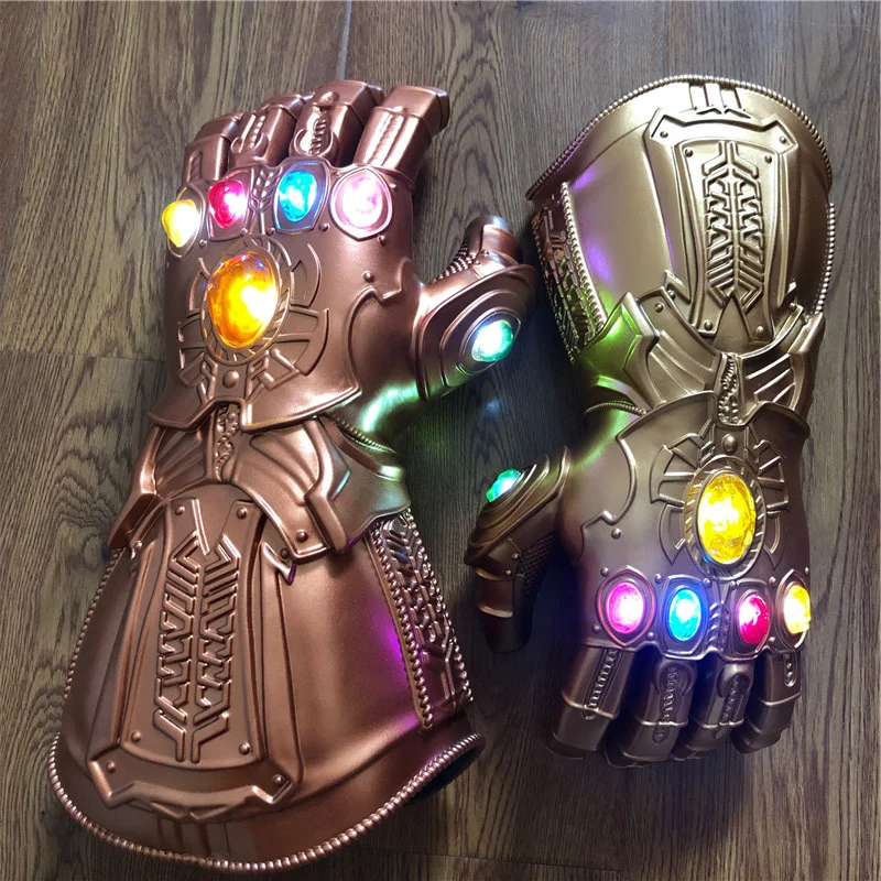 

1:1 Avengers Thanos Gloves LED Light Iron Man Glove Superhero Weapen Gauntlet Marvel Hero War Cosplay Gloves PVC Kid Gift