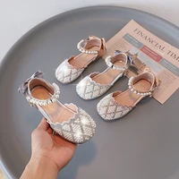 2022 new summer girls sandals fashion sparkling mary jane shoes glitter rhinestones bow princess shoes for party dance flats