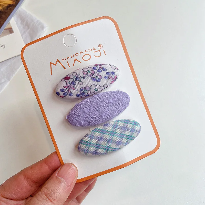 

Girl's heart sweet three-dimensional sponge filler BB clip children's checked fabric bangs clip girl's broken hair clip