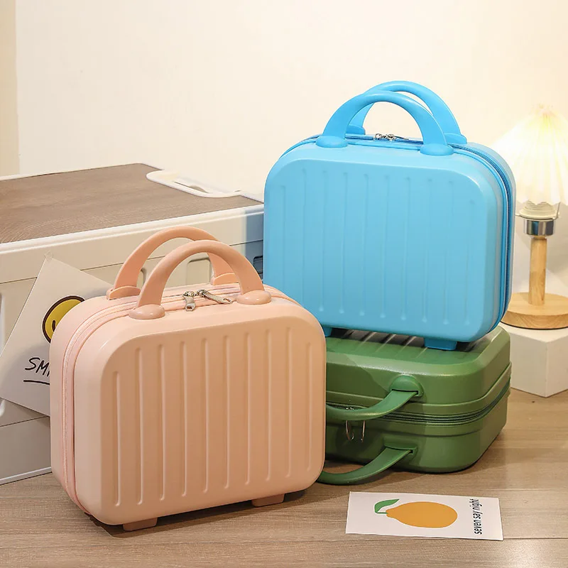 New Handheld Luggage Women's Small Lightweight 14 Inch ABS Suitcase Mini Portable Waterproof Travel Storage Bag Cosmetic Case