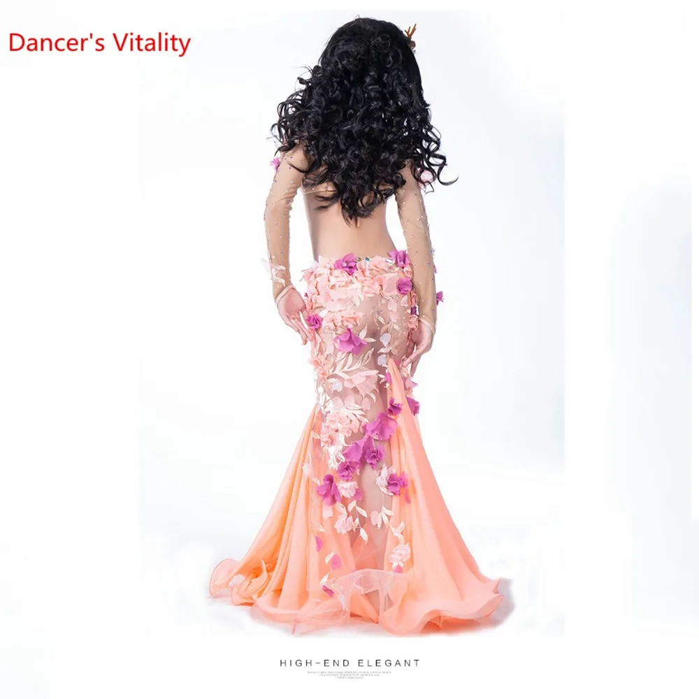 Детский костюм для танца живота на заказ Новый шифон бюстгальтер с длинной юбкой