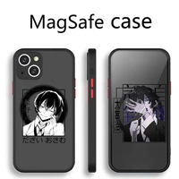 bugou stray dogs anime transparent magsafe magnetic magnet phone case for for iphone 13 12 11 pro max mini wireless charging