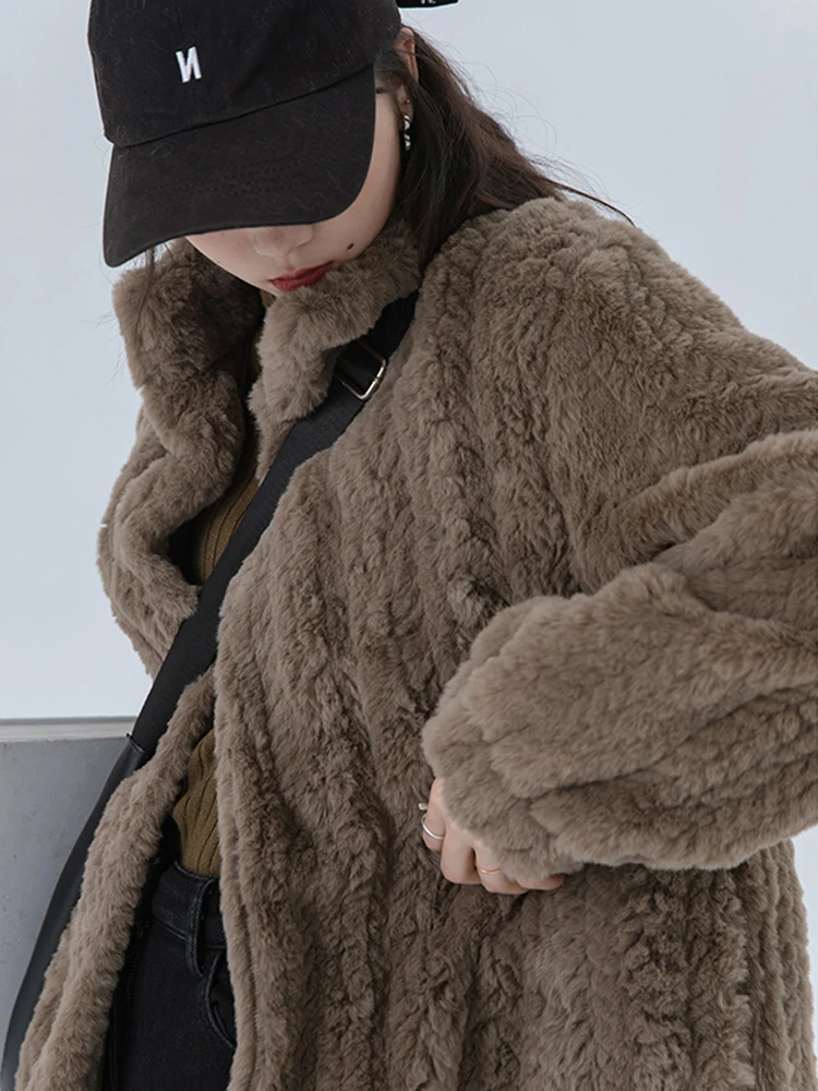 Stand-up Collar  Fur Jacket Thick Korean Warm Long Sleeve Faux Fur Coat  Winter Clothes Women 2022 Fashion Coats  Fluffy Jacket