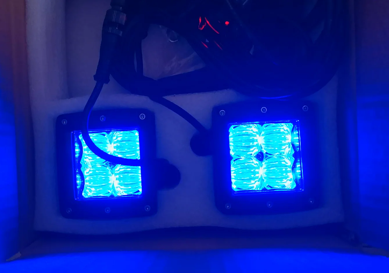 4x 3-дюймовый 96W 5D RGB светодиодный рабочий свет Spot Flood Cube Pods Стробоскоп Музыка Мигающий режим DIY с комплектом жгутов проводов управления Bluetooth (art.: 3920cd929ee06) - 3920cd929ee06