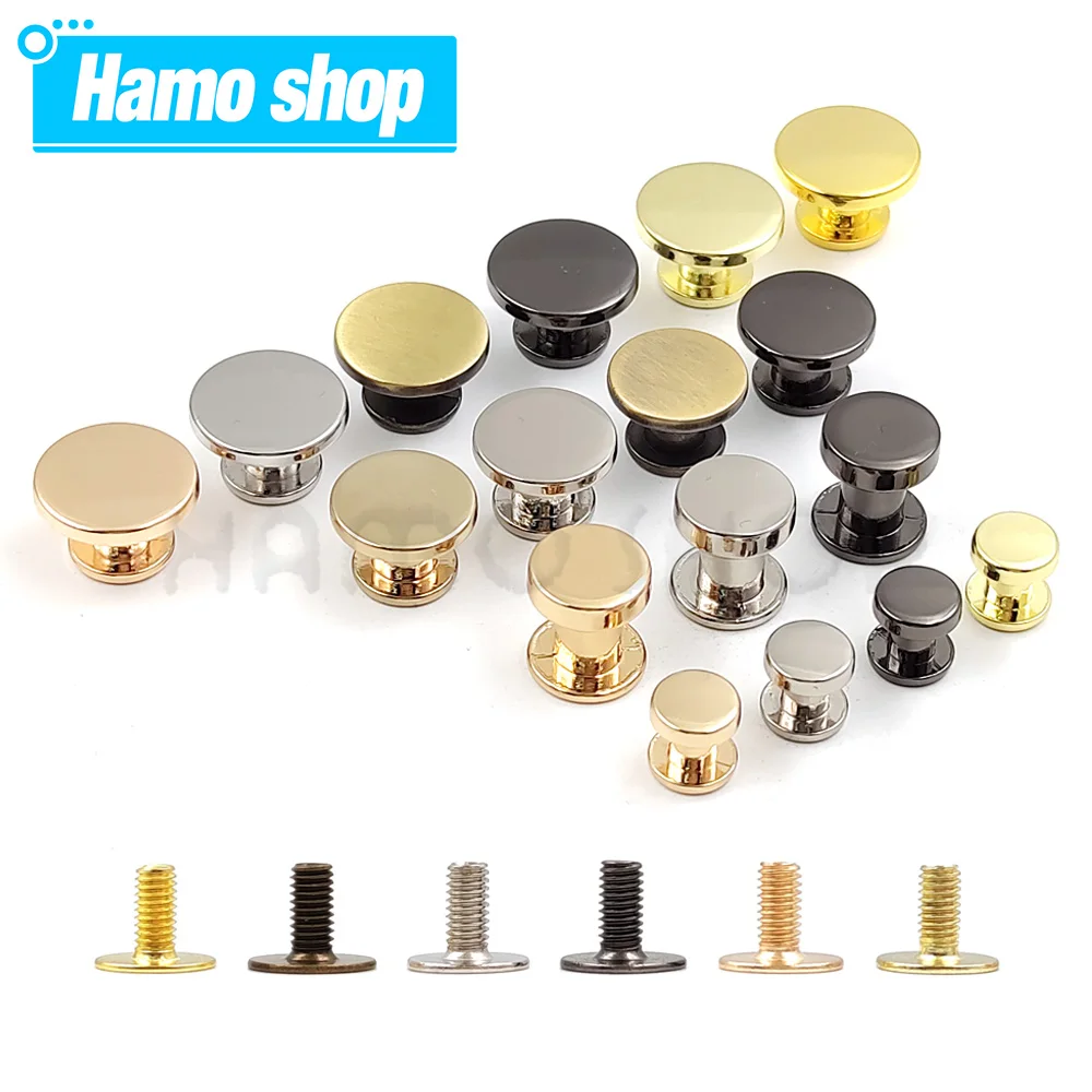 

10pcs Metal Double Head Button with Screw Back Binding Chicago for Leather Purse Bag Strap Leather Craft Belt Wallet Fasteners