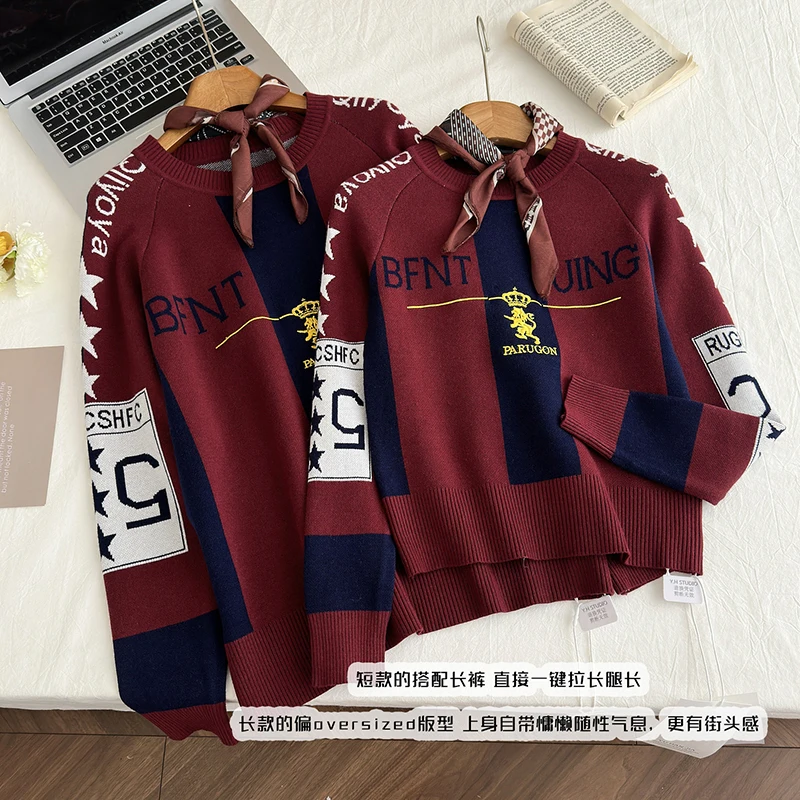 LUZHEN Роскошный элегантный вязаный пуловер с круглым вырезом женский модный