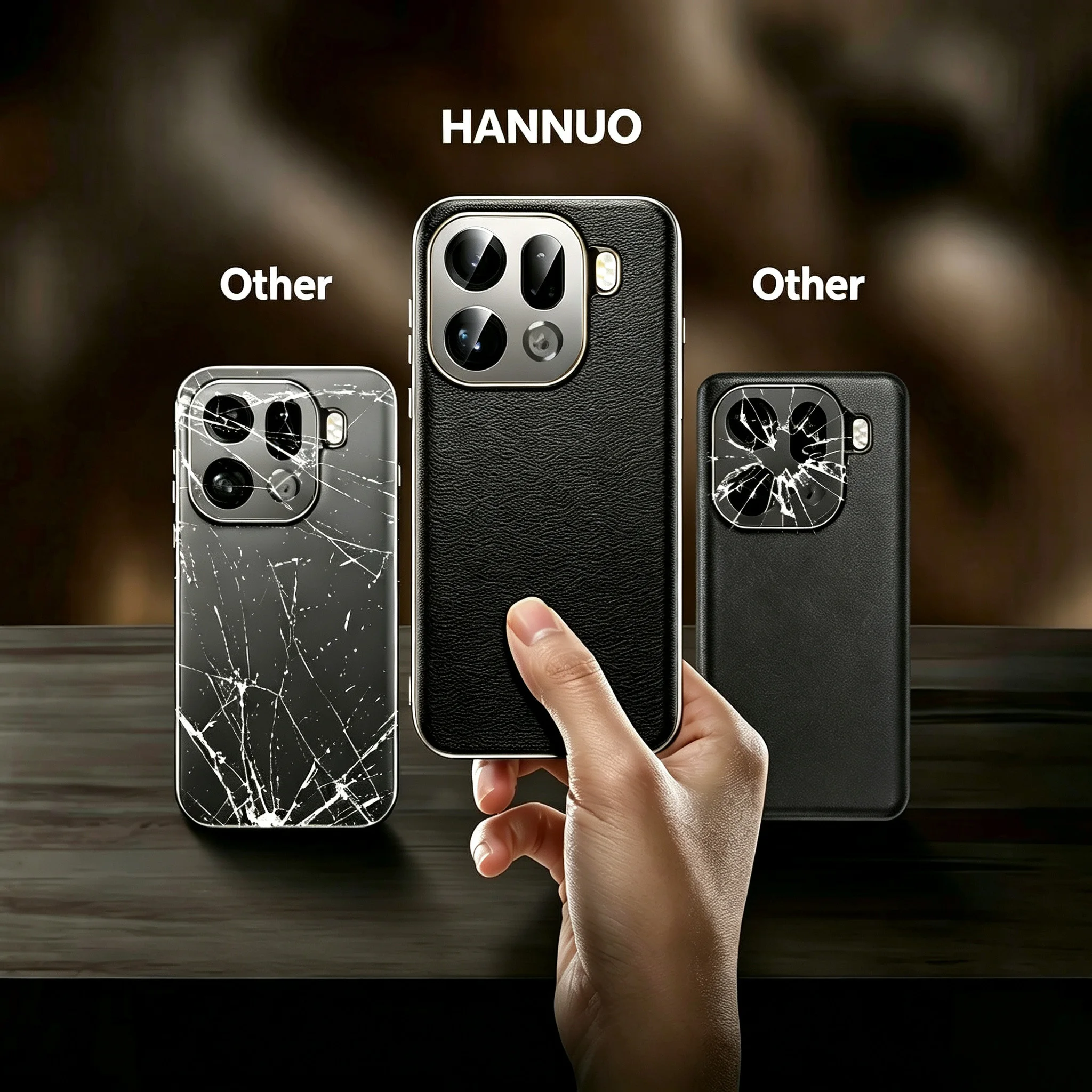 Роскошный кожаный чехол HANNUO для OPPO Find X9 Pro X9Pro, задняя крышка с текстурой личи, гальванизированная рамка, защитный чехол для OPPO (art.: 3920dc2f46ea6) - 3920dc2f46ea6