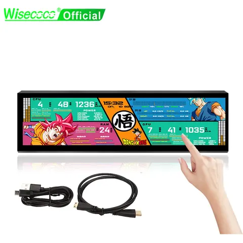 Wisecoco, 8,8 дюйма, вторичный монитор AIDA64, дополнительный дисплей, длинная полоса, сенсорный экран 1920*480, HD-MI плата драйвера, ЦПУ, GPU, SSD