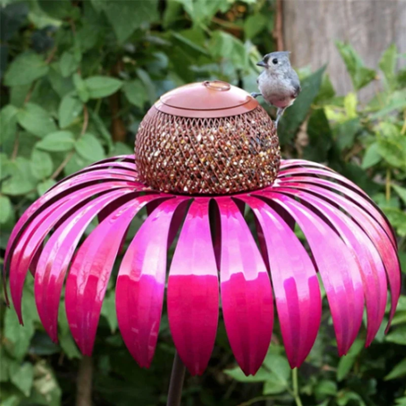 Розовая кормушка для диких птиц цветов украшения сада | Дом и сад