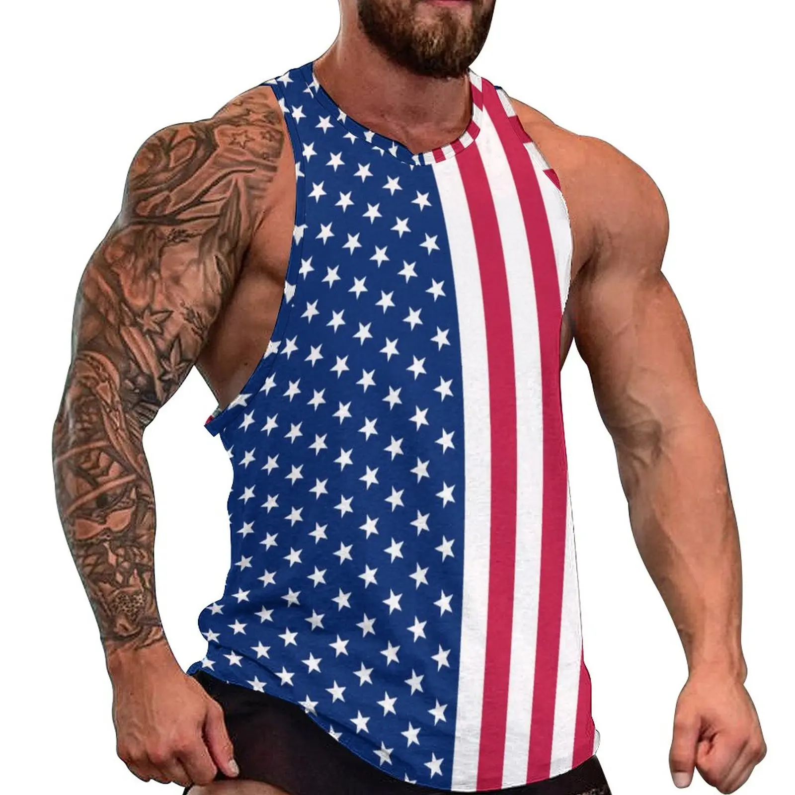 

Красная, белая, синяя летняя майка со звездами, патриотический Флаг США, топы для спортзала, мужские графические винтажные рубашки без рукавов
