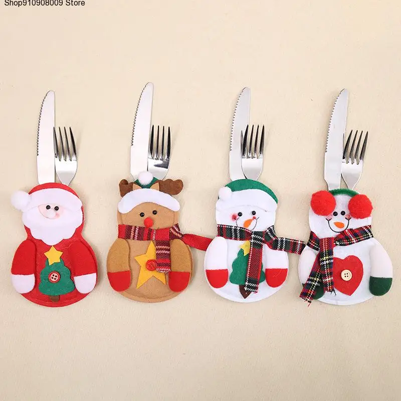 

Christmas Decor Snowman Kitchen Tableware Holder Bag Party Gift Xmas Ornament Christmas Decorations for Home Table Navidad