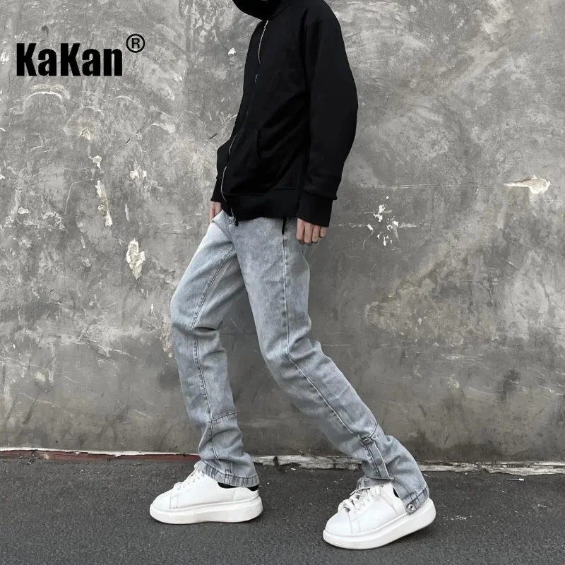 Kakan - New Side Breasted Jeans for Men, Summer High Street Hip Hop Straight Sleeve Loose Versatile Long Jeans K33