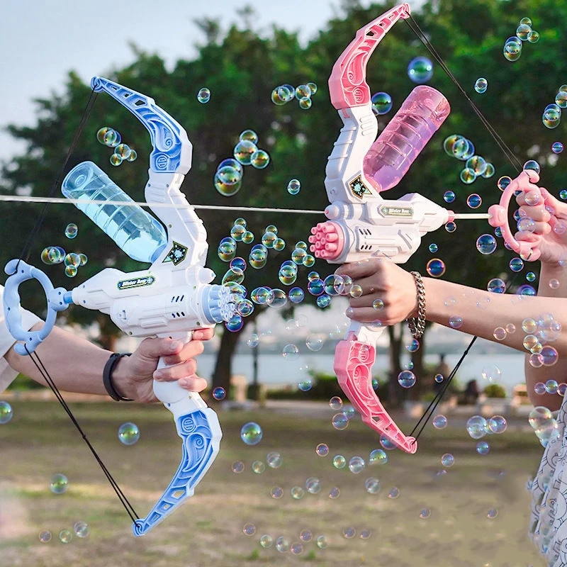 

New Bubble Gun Electric Bow and Arrow Automatic Bubble Blower and Launcher Water Gun 2 in 1 Outdoor Toys for Children Kid Gifts