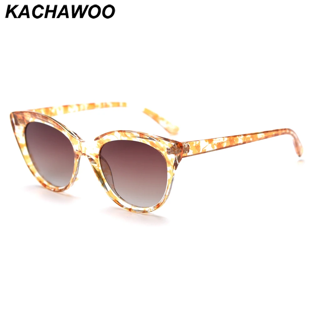 

Kachawoo cat eye sunglasses polarized men TR90 frame fashion sun glasses for women European style outdoor travel black brown