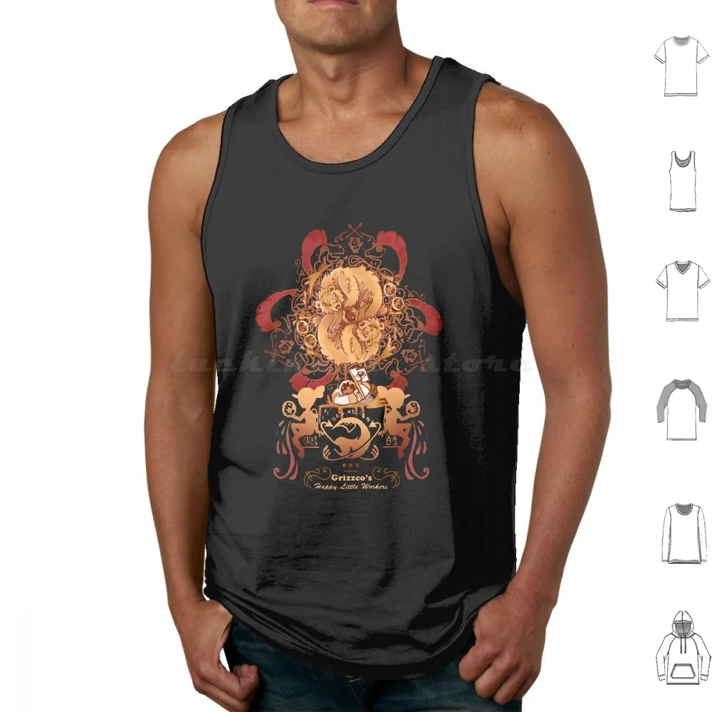 

Grizzco's Happy Little Workers Tank Tops Print Cotton Salmon Run Splatoon 2 Grizzco Splatoon Salmon Run Salmonids Mr