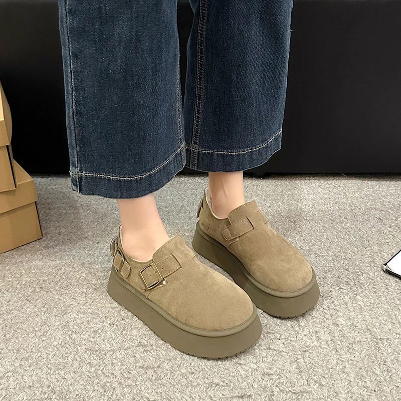 2024 женские тапочки шлепанцы зимние сапоги на платформе высокое качество кожаные