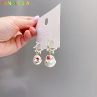 c shape metal pearl pendant earrings european and american style personality fashion stud earrings ms travel wedding accessories