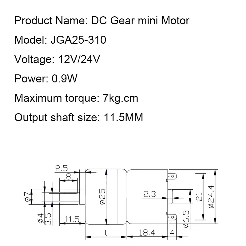 6 В 12 25 мм мотор-редуктор постоянного тока ШИМ D-вал металлическая шестерня