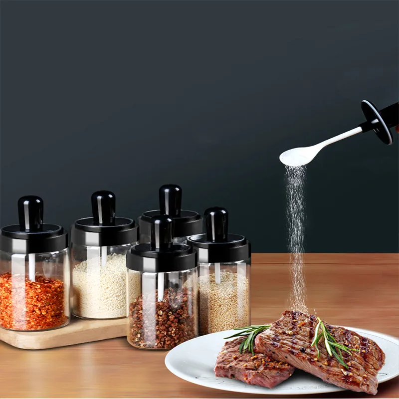 

Kitchen Seasoning Storage Bottle Oil Pot Set Sugar Salt Monosodium Glutamate Seasoning Box Household Sealed One Moisture-Proof