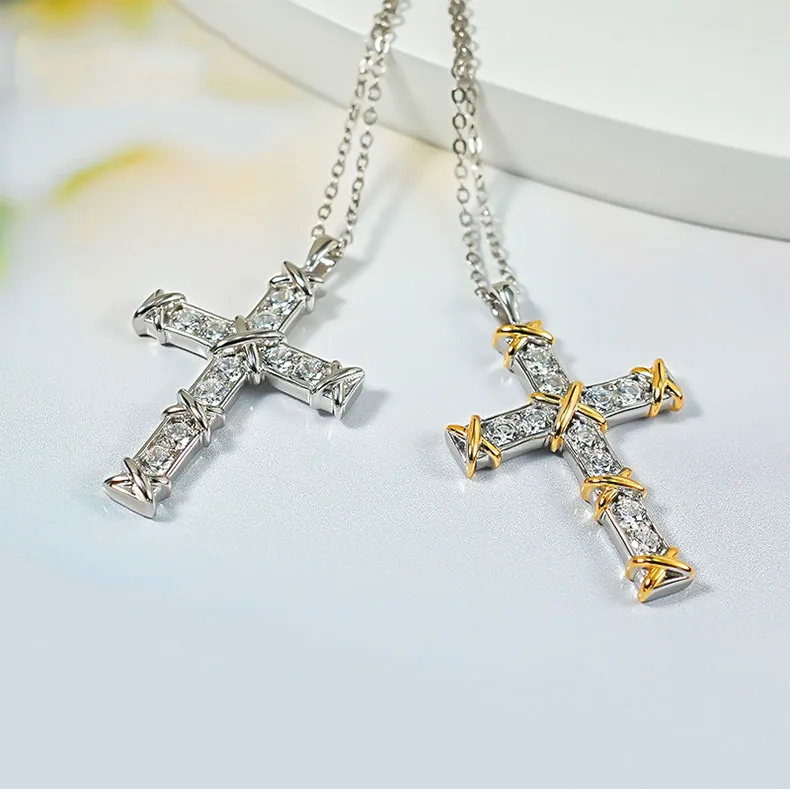 Женское ожерелье с крестом из серебра 925 пробы