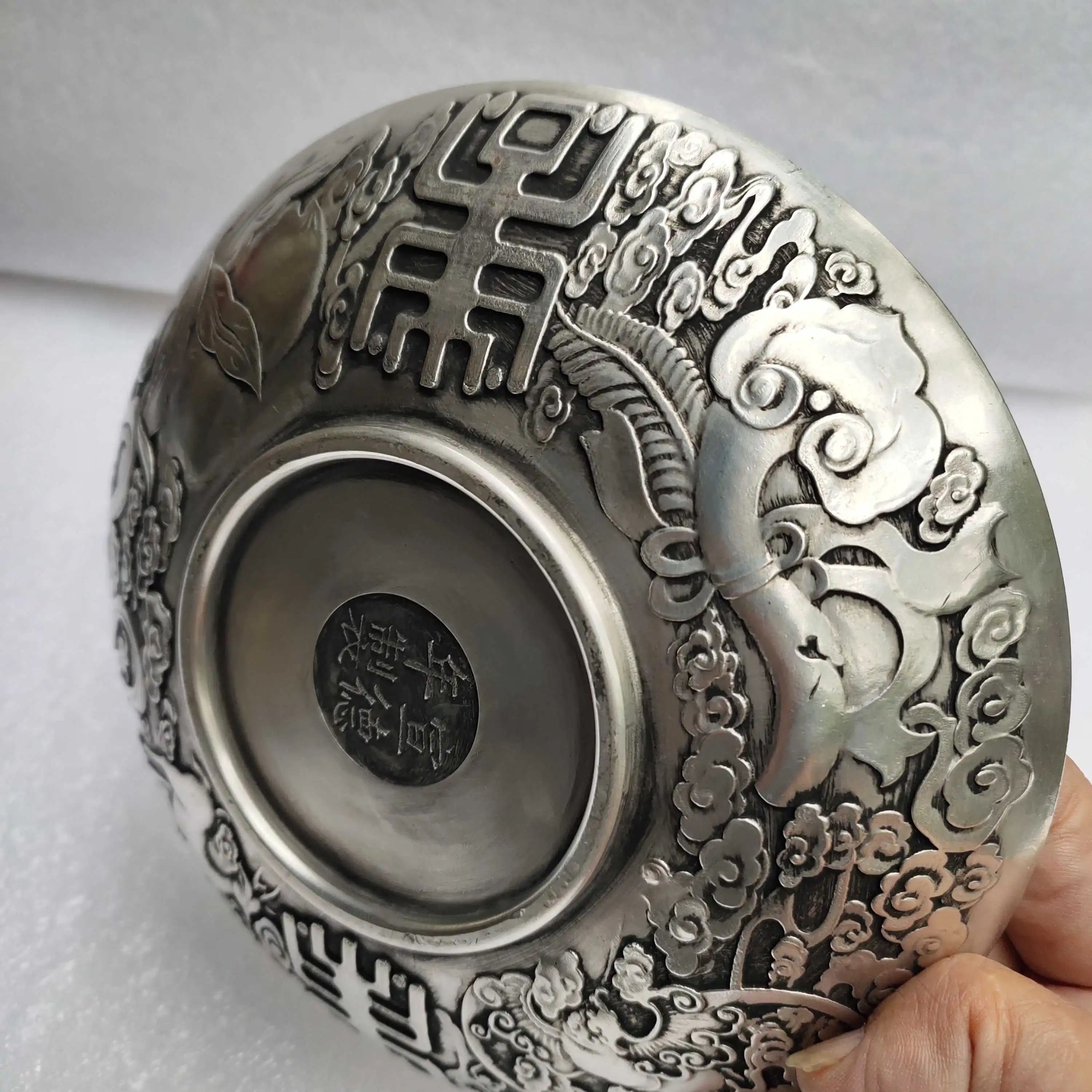 Античная Коллекция Посуды из бронзы Белая медная Посеребренная тарелка с