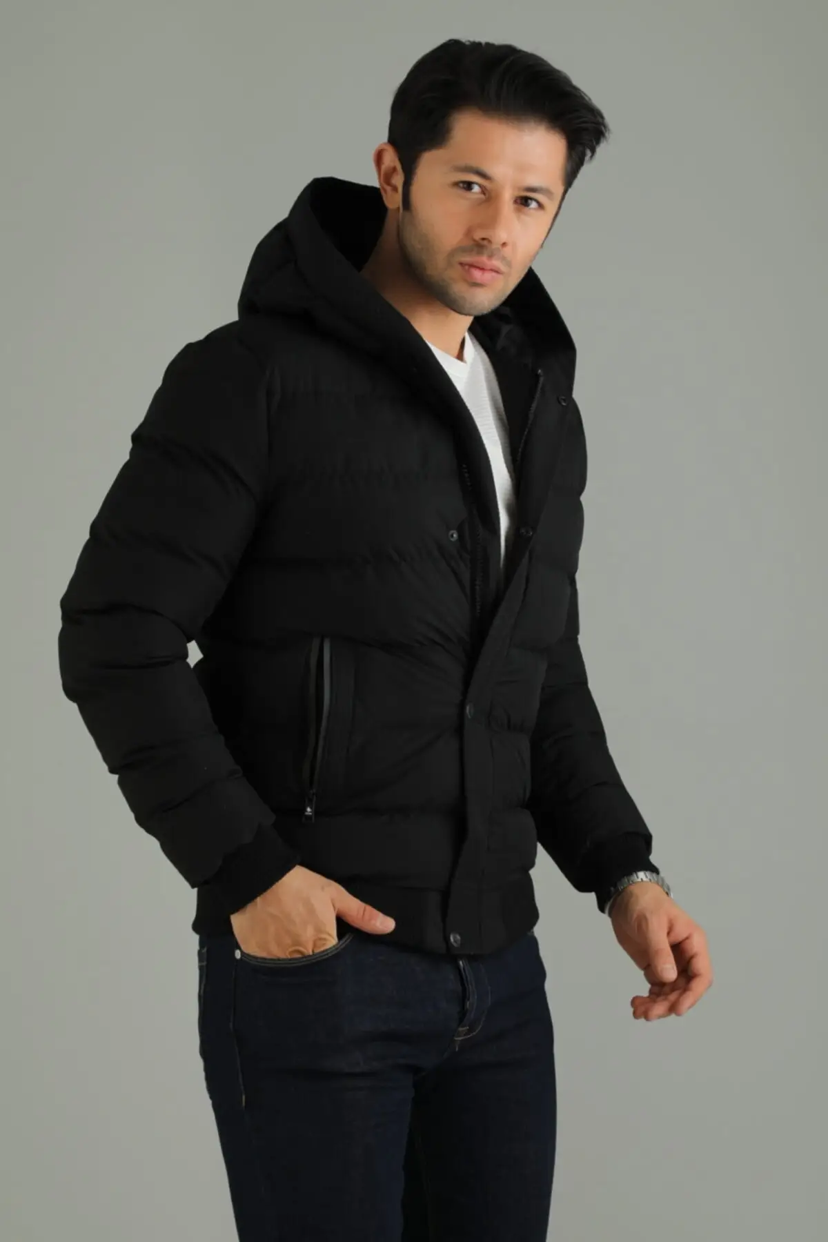 Men's Black Hooded Inflatables