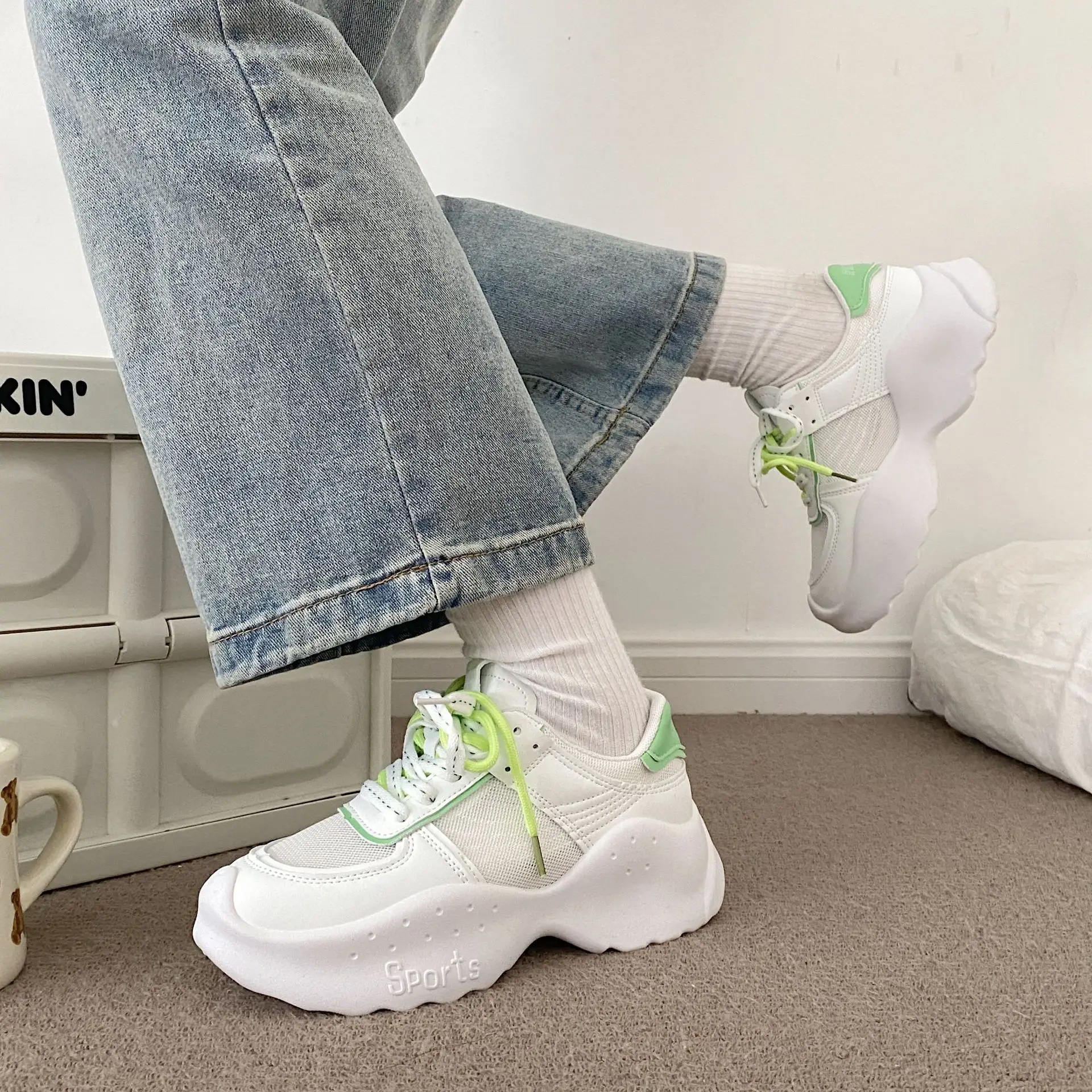 

Ladies Thick Sole Sneakers New Colorful Women's Shoes Thick Sole Fashion Girls Thick Sole Casual Shoes Ladies All-match Sneakers