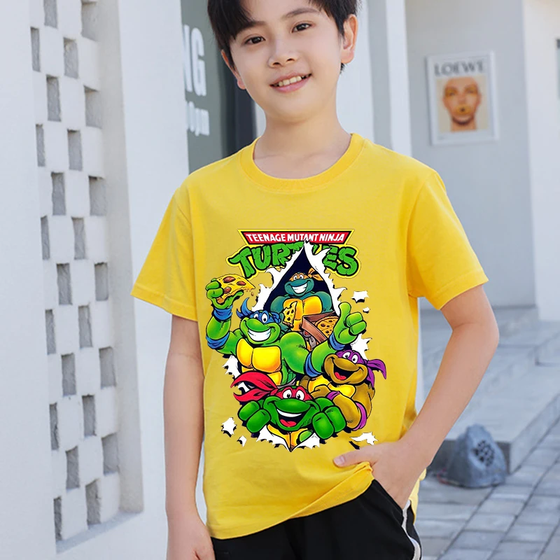 Детская футболка Черепашки-ниндзя летняя одежда TMNT аниме-фигурки модная